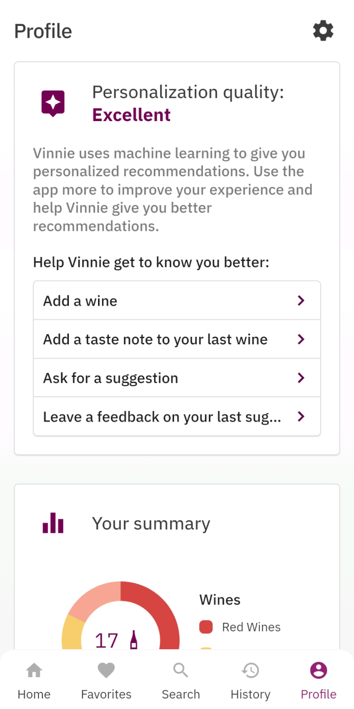 Wine pairing personalization suggestion
