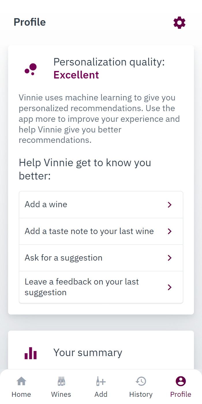 Wine pairing personalization suggestion